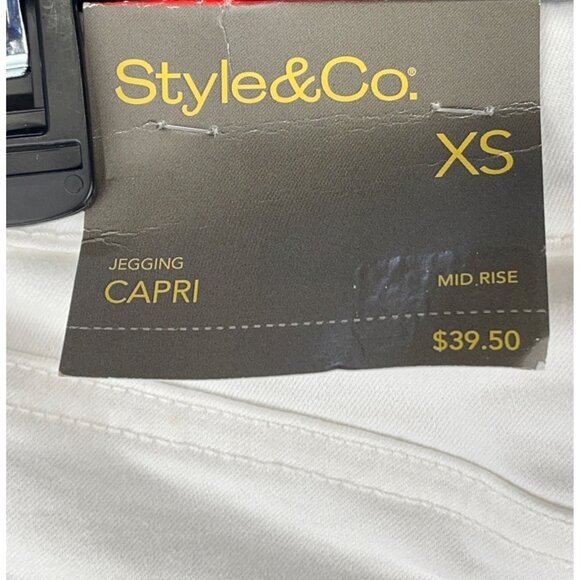 Style&Co. Womens Capri Jegging XS Mid-Rise Bright White Cotton Blend - Picture 5 of 9